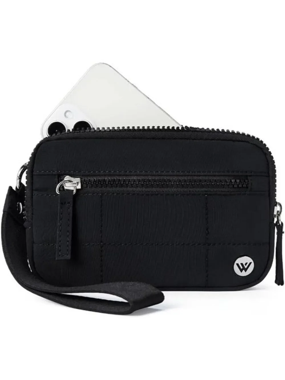 Womens Wristlet Wallet Quilted RFID Nylon Zipper Travel Purse Small Handbag